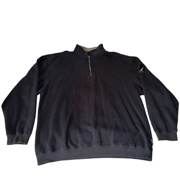Nautica 1/4 Zip  Pullover Sweatshirt Men's Size XL Solid Blue Y2K Mock Neck - Picture 1 of 9